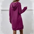 thumbnail image 6 of IROINNID Dress Shirt for Women Fall/Winter New Hooded Long Sleeve Pocket Split Long Sweater Dress Savings,Purple, 6 of 6