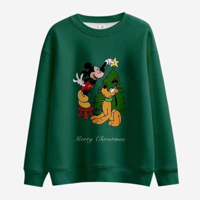 Disney-Sudadera de manga larga con cuello redondo para mujer, suéter informal con estampado de Stitch y Mickey Minnie, estilo Harajuku, Y2K, Feliz Navidad, novedad