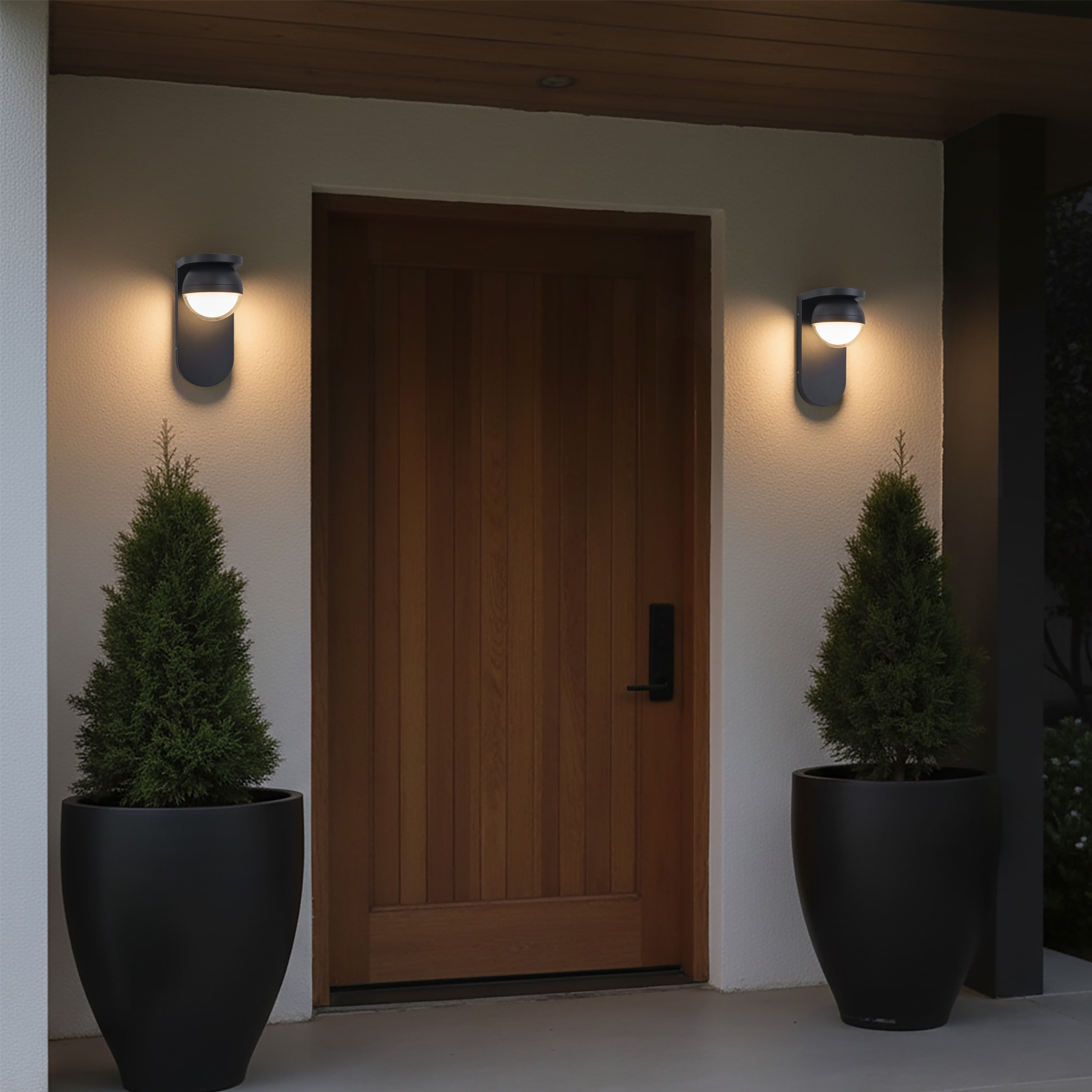 C Cattleya 11-in  Matte Black Hardwired Integrated LED Outdoor Wall Light