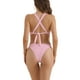 thumbnail image 3 of INSPIRAR CHIC Conjuntos de Bikini de V Cuello y Cruce para Mujeres de 2 Piezas con Parte Inferior Triangular con Cuerda en la Espalda Trajes de Baño Talla X-Small Rosa, 3 of 5
