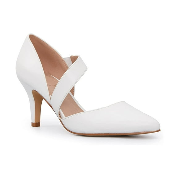 Mysoft Women's White Strappy Short Heels With Pointed Toes Size 8.5