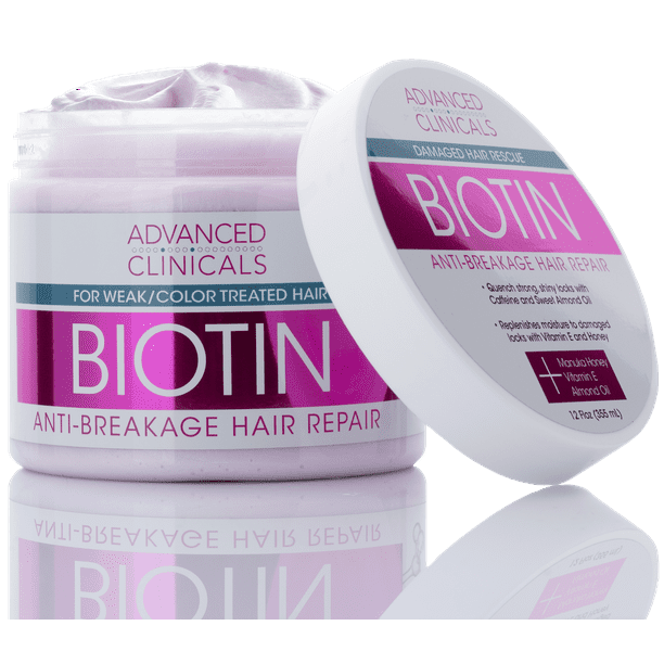 Advanced Clinicals Biotin Anti Breakage Hair Mask. Conditioner Mask for  Weak and Color Treated Hair. 12 fl oz. 