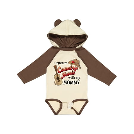 

Inktastic I Listen to Country Music with my Mommy with Guitar and Hat Boys or Girls Long Sleeve Baby Bodysuit