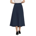 thumbnail image 3 of INSPIRE CHIC Women's A-Line Skirt Elastic High Waist Maxi Skirt with Pockets L Navy Blue, 3 of 5