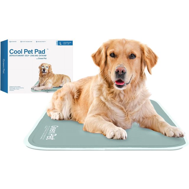 Cool Pet Pad - Large, Sage Grey - Self-Cooling, Pressure Activated Mat for Dogs & Cats from 46-80 lbs - Non-Toxic Gel, No Water Needed
