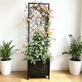 thumbnail image 3 of Zhongma 15.75 x 15.75 x 55 in Raised Garden Bed with Trellis,Heavy Duty Plant Box for Climbing Plants with Drainage Hole, Metal Lattice Planter Gardon Box Planter with Inner Fabric Liners, 3 of 6