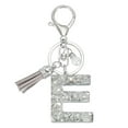 thumbnail image 1 of Llave de letra inicial Uxcell con borlas y perlas, llavero de letra E brillante con strass y anillo para llaves, bolso, carteras, llaves de coche, taza, plata, 1 of 7