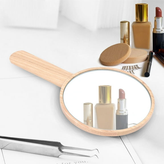 Hand Held Mirror Extra Large Wooden For Barber Salon Makeup Cosmetic With Handle