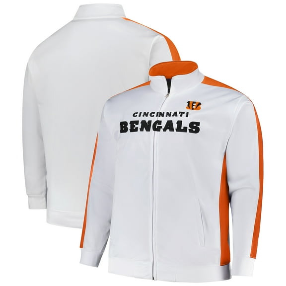 Men's Fanatics White Cincinnati Bengals Big & Tall Tricot Full-Zip Track Jacket