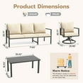 thumbnail image 5 of MRUAKA 4-Piece Outdoor Patio Conversation Set, Metal Frame Furniture Sofa with Armchairs & Coffee Table, Weather-Resistant Cushions for Balcony, Deck, Poolside Beige, 5 of 9