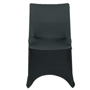 Your Chair Covers Stretch Fabric Solid Print Stretch Spandex Lifetime Folding Chair Slipcovers, Black