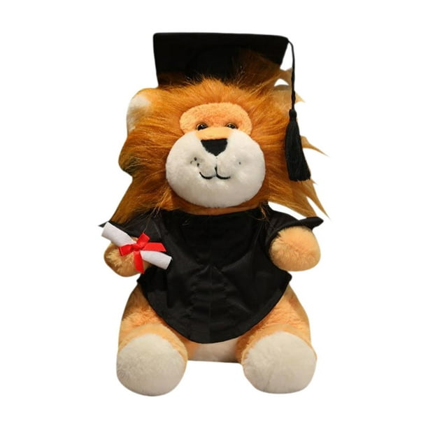 Adorno de muñeco de león lindo de 35 cm de altura con sombreros, juguete de peluche para tu Negro