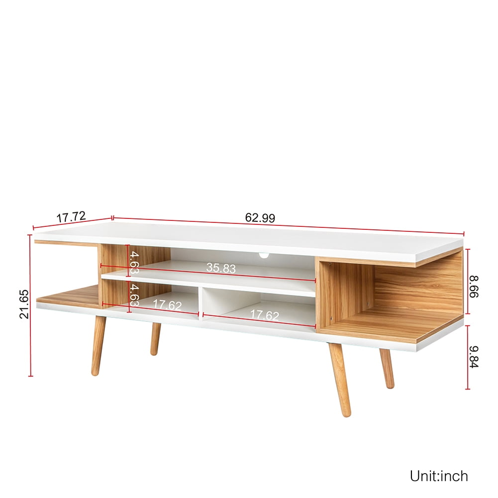 Kadyn TV Stand, Mid-Century Wood Entertainment Center with Adjustable Storage Cabinet, White TV Console for Living Room Kadyn TV Stand, Mid-Century Wood Entertainment Center with Adjustable Storage Cabinet, White TV Console for Living Room