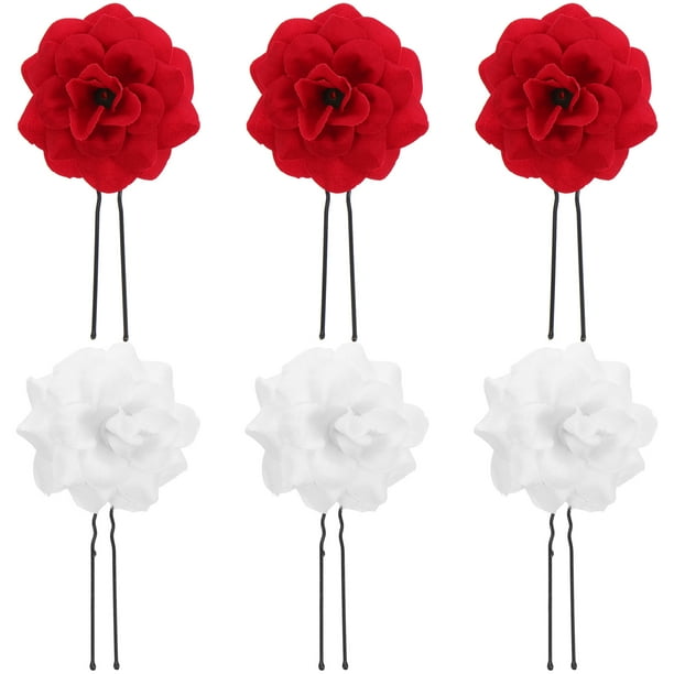 KAKOWELY 6 horquillas para el pelo con forma de flor para boda, para novia, para moño, en forma de U
