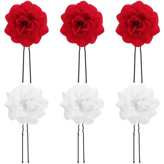 KAKOWELY 6 horquillas para el pelo con forma de flor para boda, para novia, para moño, en forma de U