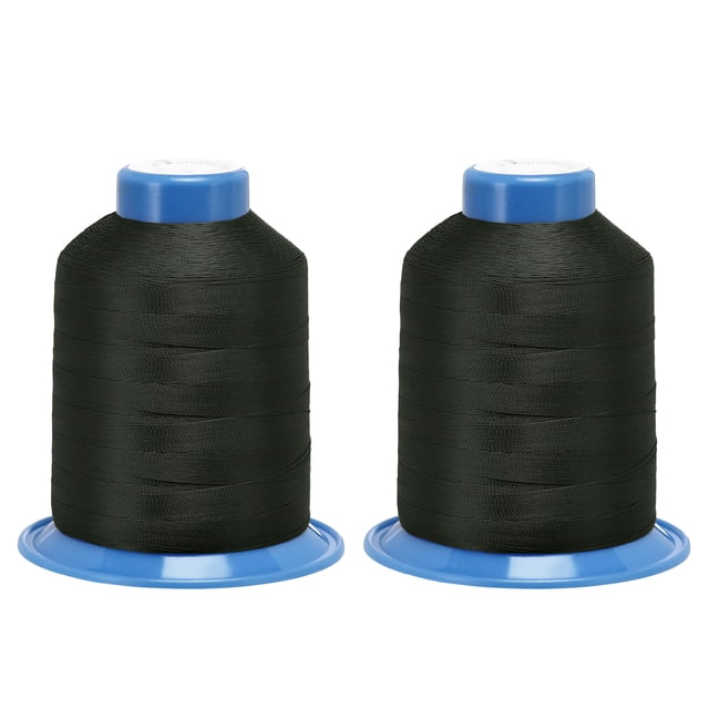 Unique Bargains 1968 Yards 150D/0.25mm Extra Strong Bonded Polyester Threads (Black, 2 Pack)