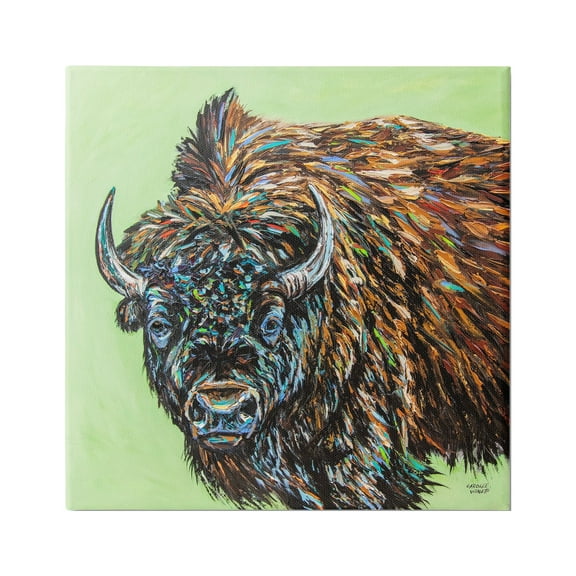 Stupell Industries Abstract Bison Painting Animals & Insects Painting Gallery Wrapped Canvas Print Wall Art, 30 x 30