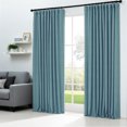 thumbnail image 2 of Faux Linen Full Blackout Curtains for Livingroom Bedroom , With Free 20 Ring Clips,2 Panels Set - Teal, W50 X L120, 2 of 7