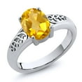 thumbnail image 2 of Gem Stone King 1.50 Ct Oval Yellow Citrine 925 Sterling Silver Curl Into Me Ring, 2 of 2
