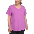 thumbnail image 1 of Calvin Klein Womens Cotton V Neck Basic T-Shirt, ltpaspink, Plus Size, 1X, 1 of 1