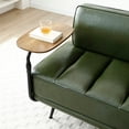 thumbnail image 2 of GZXS Upholstered End of Bed Bench with 360-Degree Swivel Tray, Green PU Leather Bench with Metal Legs, Channel Tufted Seat and Backrest, Easy to Assemble, 55"L x 25"W x 31.5"H, 2 of 7