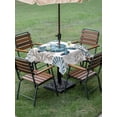thumbnail image 4 of Outdoor Tablecloth with Umbrella Hole for Patio/Picnic/Party/Camping, Coastal Turtle Waterproof Table Cloth Square Cover Washable, Blue Ocean Coral Conch Beach Nautical (54"x 54"), 4 of 9