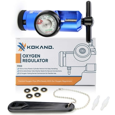 KOKAND Oxygen Regulator 0-15LPM - Oxygen Tank Regulator with Gauge - Blue