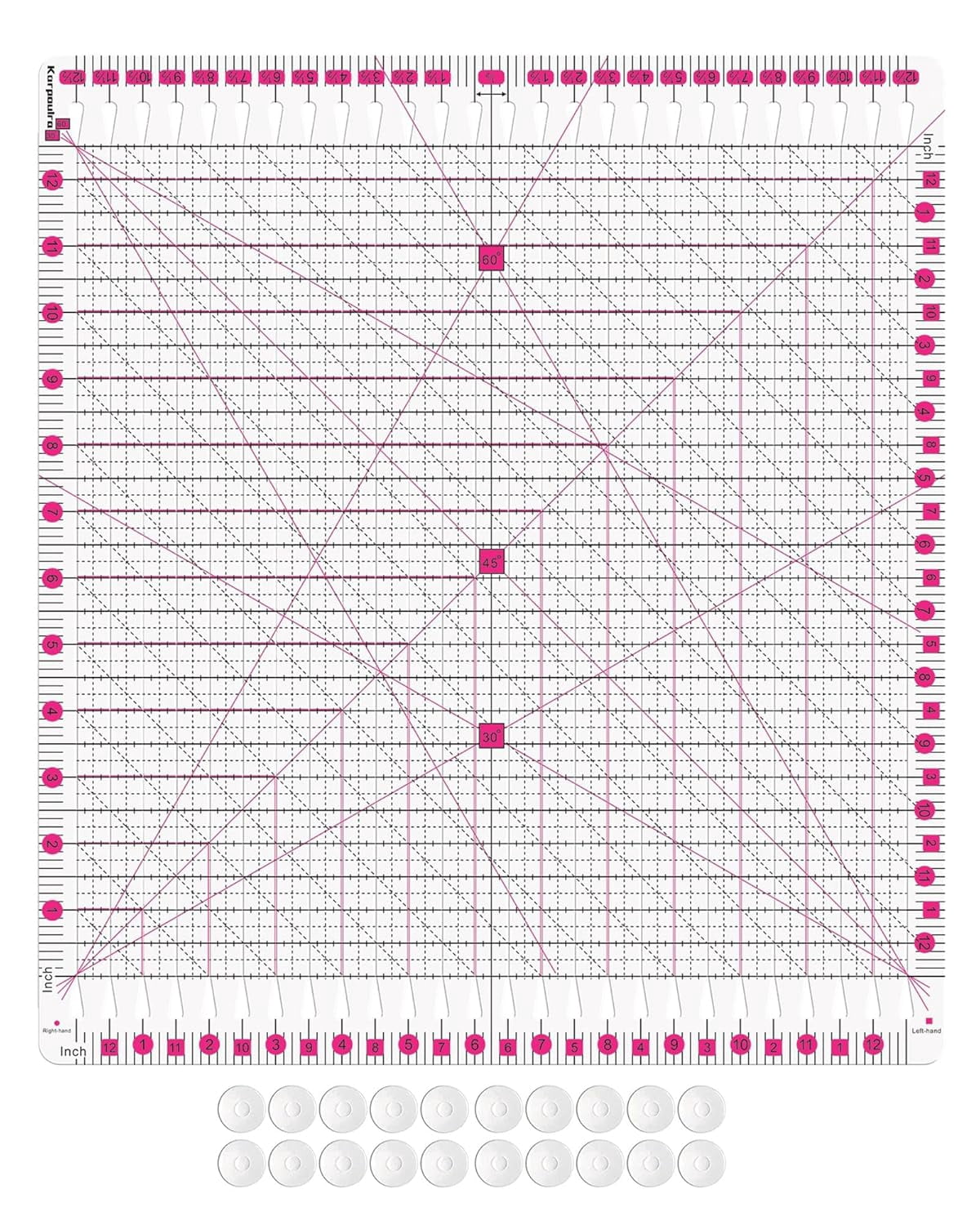 Rongsi Quilting Ruler- 12.5 * 12.5" Slotted Rulers for Quilting and Sewing Quilt Strip Rulers for Fabric Precise Cutting