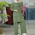 thumbnail image 2 of Women's Abaya Dress Long Sleeve Button Down Shirt and Pants Set Casual Dubai Outfits Clothing, 2 of 2