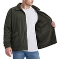 thumbnail image 4 of Lilgiuy Men Casual Solid Corduroy Plus Fleece Thickening Turndown Long Sleeve Button Jacket With Pockets Green（） Fall Fashion for 2022 Spring Winter, 4 of 5