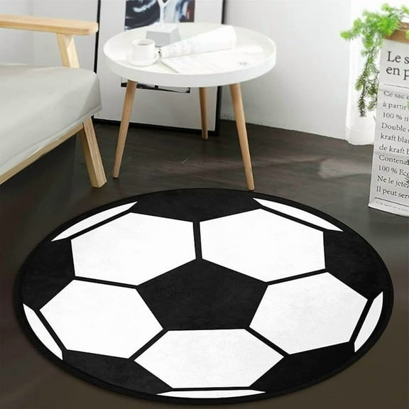 Soccer Rug Round Football Round Area Rug Carpet Floor Chair Mat for Bedroom Velvet round floor mat