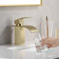 thumbnail image 5 of SUMERAIN Single Hole Modern Waterfall Bathroom Sink Faucet Lead-Free Stainless Steel Lavatory Faucet Brushed Gold, 5 of 12