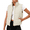 Beige, variant on Women's Polka Dot Sleeveless Puffer Vest Casual Stand Collar Cropped Gilet Outerwear with Pockets
