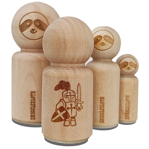 Little Cartoon Knight Paladin Templar with Shield and Sword Rubber Stamp for Scrapbooking Crafting Stamping - Mini 1/2 Inch
