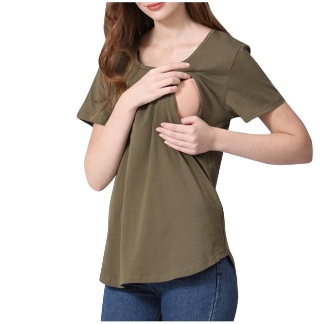 Cameland T-Shirts de Maternité, Hauts d'Allaitement de Maternité pour Femmes à Manches Courtes à Col Rond, Tuniques d'Allaitement
