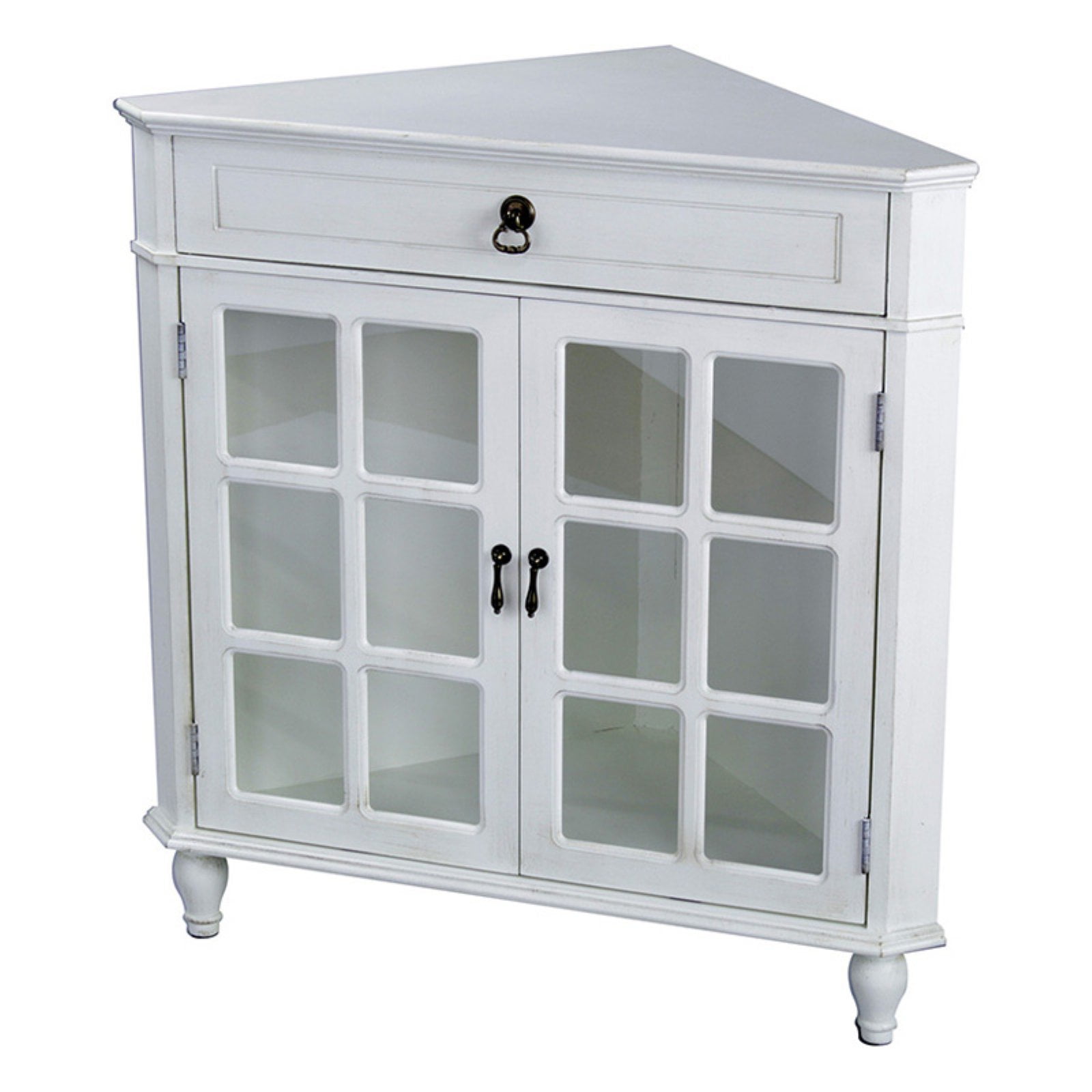 Heather Ann Creations Vivian Paned Glass Corner Cabinet - Walmart.com