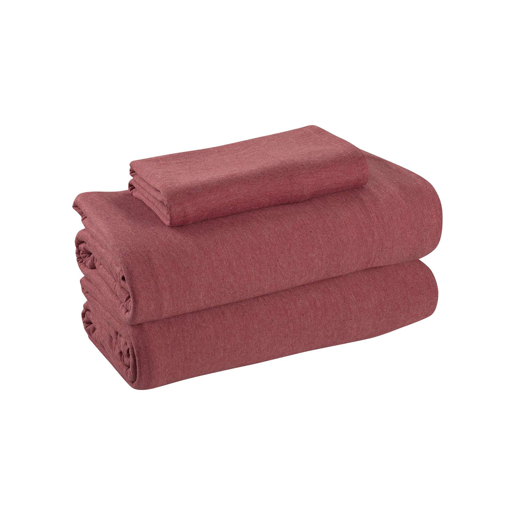 Mainstays Jersey Cotton Poly Sheet Set, Red Sedona, Twin/TXL, 3 Pieces