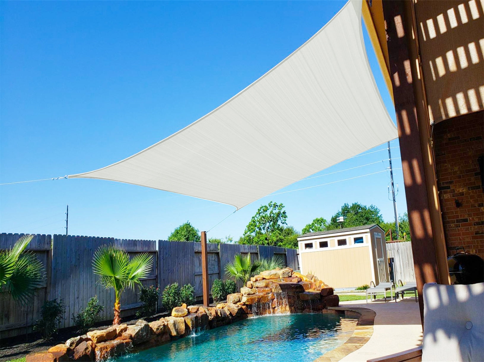 SUNNY GUARD Sun Shade Sail 12'x16' Beige Rectangle UV Block Canopy for