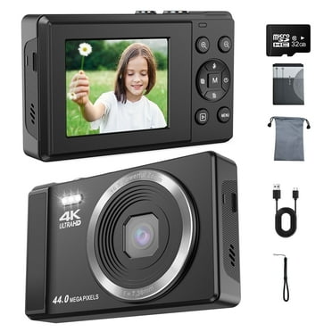 TOPVISION AC06F Digital Camera, 48MP CMOS Sensor, 16x Zoom, with 32GB SD Card, Black, 1 (New)