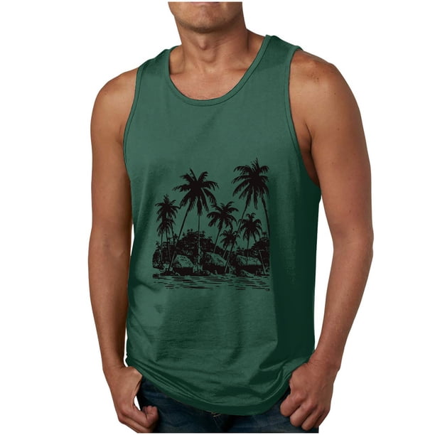 Camisetas de Tanque de los Hombres Tanque de los Hombres Incolor Gradiente de Impresión Cuello Redondo Correa Delgada Fuga Atrás Regular Casual Deportes Blusas de Tanque