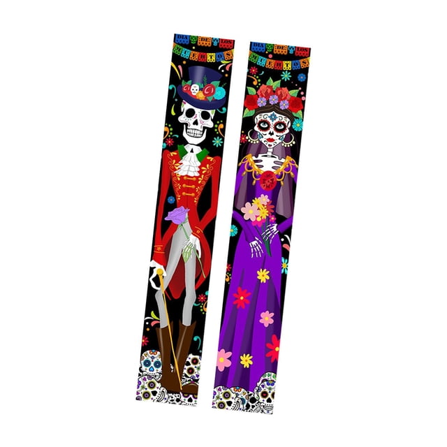Skeleton Couple Couplets Halloween Banner Hanging Creative Scary Decorative Sign Red