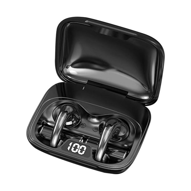 Auriculares inalámbricos de los auriculares de botón en ganchos para la oreja de los auriculares corrientes del sonido estéreo del oído V5.3 Negro