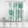 thumbnail image 6 of Beach Ocean Themed Shower Curtain, Mint Green Cute Nautical Coastal Shower Curtains for Bathroom Decor, Summer Tropical Seashell Starfish Coral Fabric Shower Curtain Set with Hooks, 72x72, 6 of 6