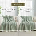 thumbnail image 3 of Amelie Home Chenille Waffle Knit Throw Blanket Reversible Bedding Blanket,50" X 60",Green&White, 3 of 6
