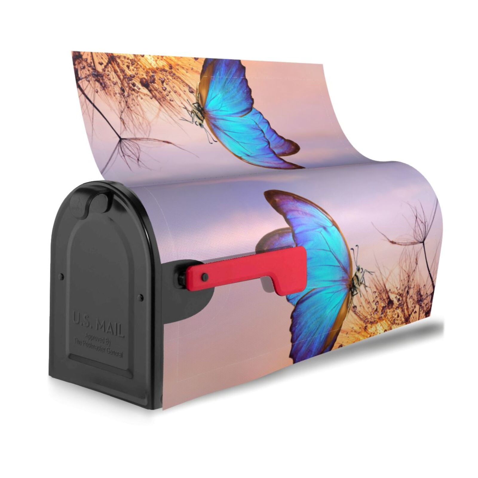 Logiee Morpho butterfly and dandelion Print Post Letter Box Wrap Decor, Mailbox Cover Suitable for Standard Mailbox and Large Size Mailbox,Outdoor Yard Decoration-21x18 in