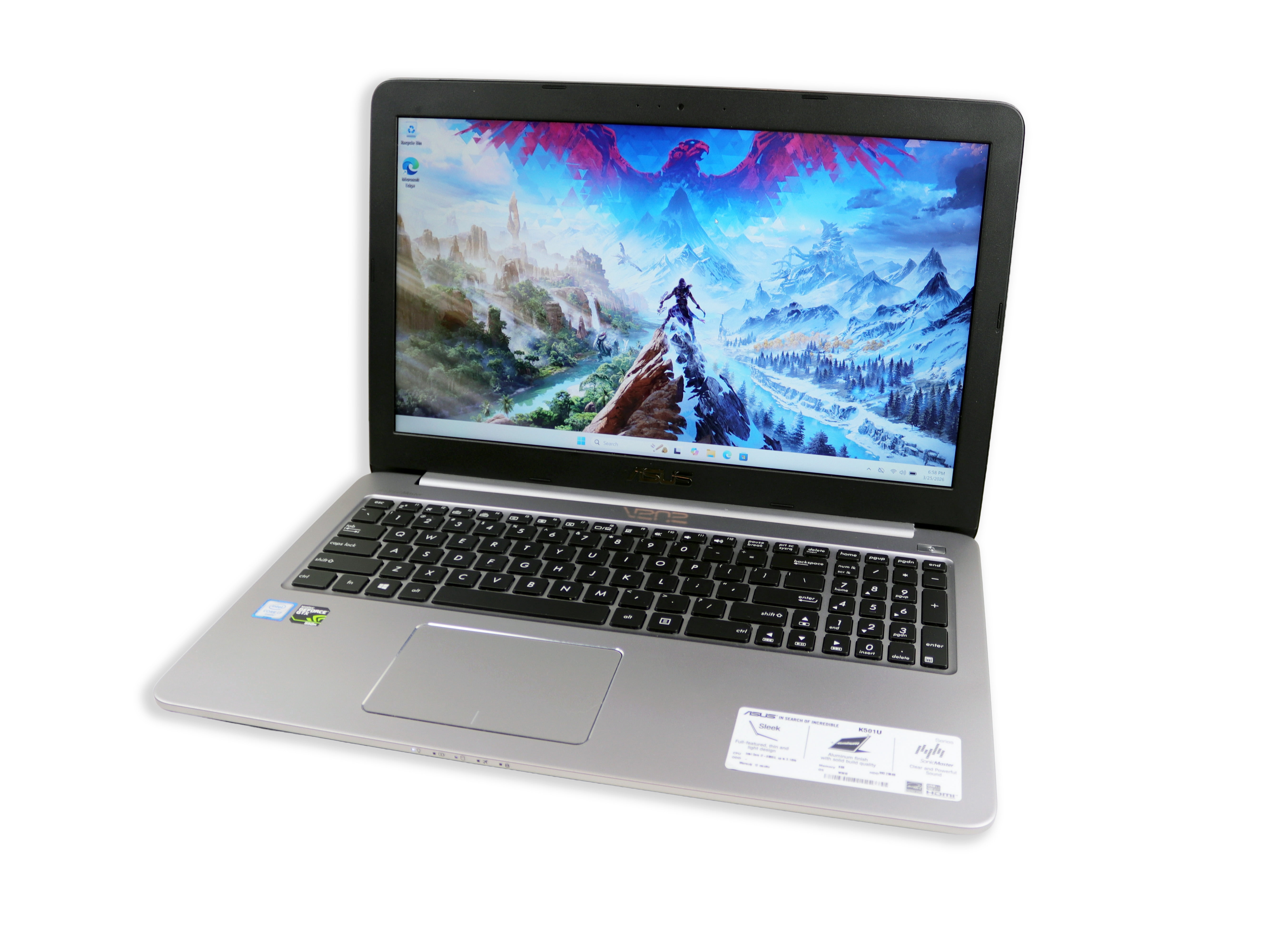 Asus K501U 15.6" FHD Intel Core i7-6500U 8GB DDR4 256GB SSD + 500GB NVIDIA 950M Windows 11