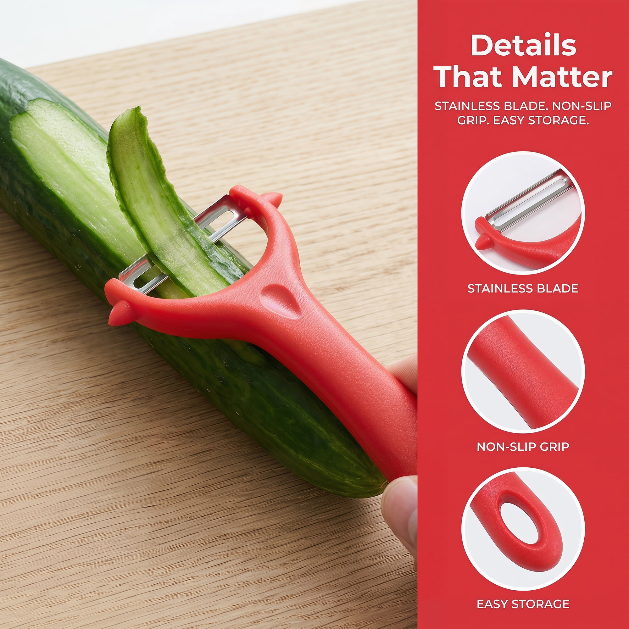 Unique Bargains Plastic Fruit and Potato Peeler with Ergonomic Handle Red 5.8x3x1 inch