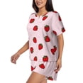 thumbnail image 2 of Naloa Strawberry Women's Short-Sleeved Pajama Set, Loungewear, Summer pajamas, Breathable Cozy - XX-Large, 2 of 9