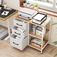 thumbnail image 2 of Gymax 3 Drawer Mobile File Cabinet w/Charging Station Open Storage Shelves for Home, 2 of 10
