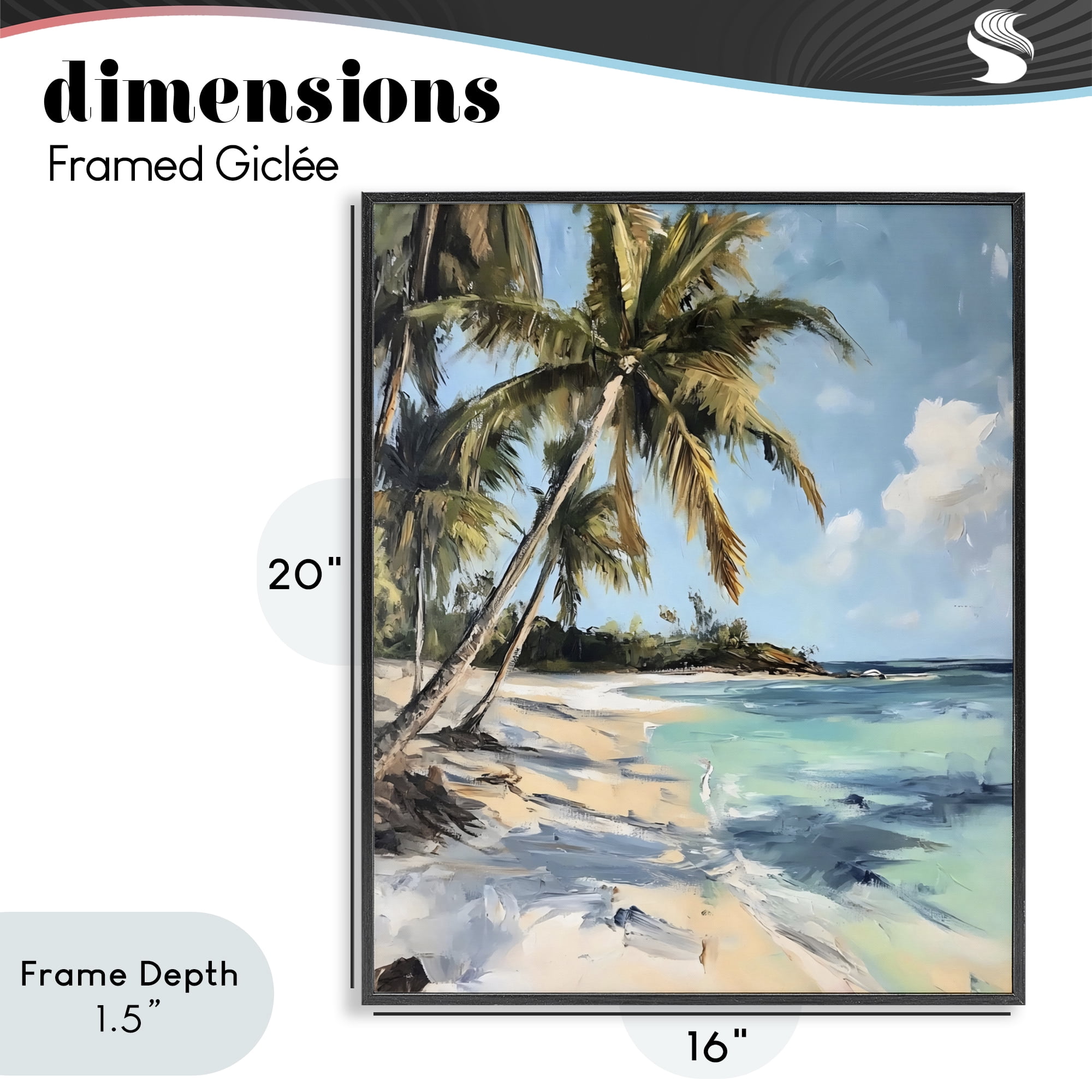 Stupell Industries Tropical Coastline Palm Frond Shadows Black Framed Giclee Art, design by Franklyn Gregory